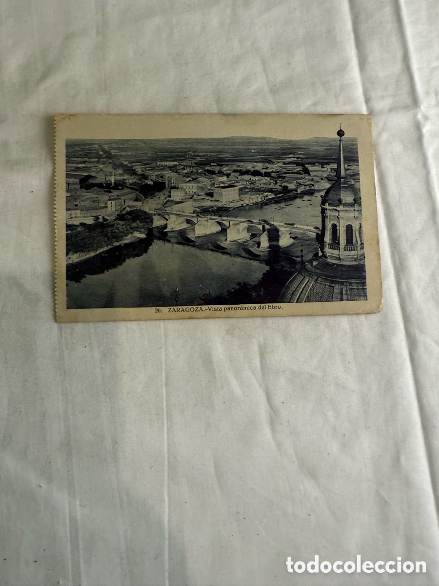 Postales: Postal Zaragoza Vista panor&aacute;mica del Ebro Blanco y negro Original de la &eacute;poca