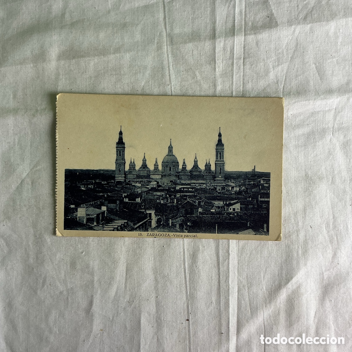 Postales: Postal Zaragoza &ndash; Vista parcial de la Bas&iacute;lica del Pilar &ndash; Blanco y negro Original de la &eacute;poca