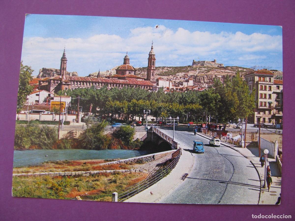 Postales: POSTAL DE CALATAYUD. PUENTE SOBRE EL RIO JALON Y PLAZA DEL GENERALISIMO. GARCIA GARRABELLA 1968