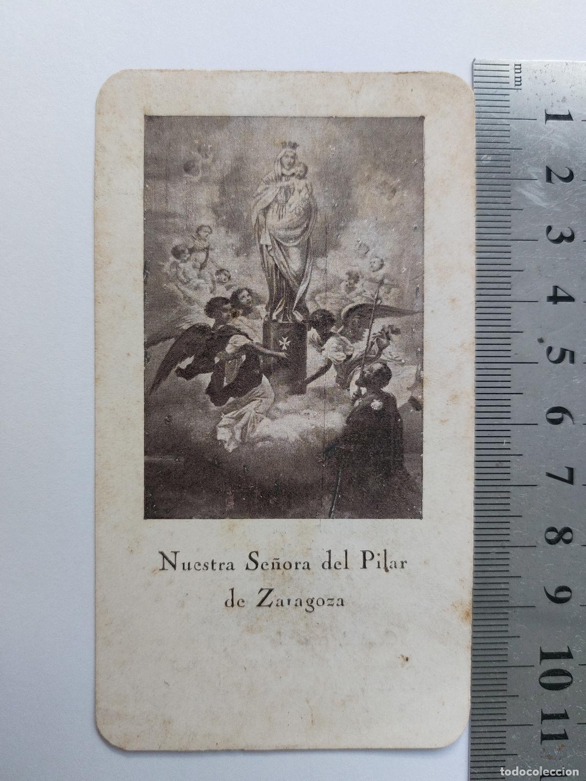 Postales: Estampa con Himno a la Sant&iacute;sima Virgen del Pilar de Zaragoza