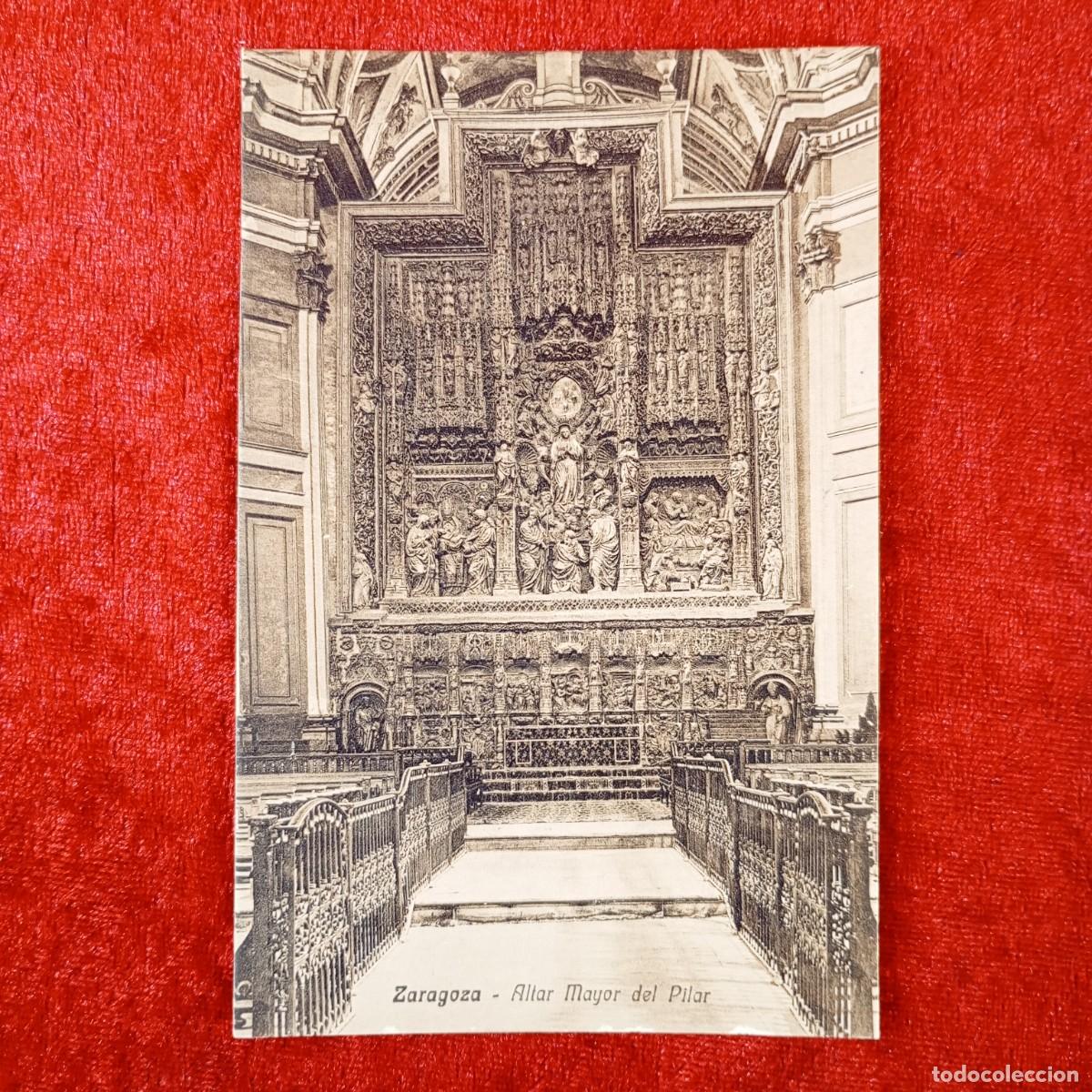 Postales: POSTAL - ZARAGOZA - ALTAR MAYOR DEL PILAR - M. ARRIBAS - ESPOZ Y MINA, 22 - RAR&Iacute;SIMA / 1873