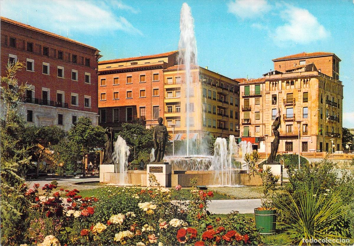 Postales: Postal de la Glorieta del General&iacute;simo y Fuente Luminosa en Teruel