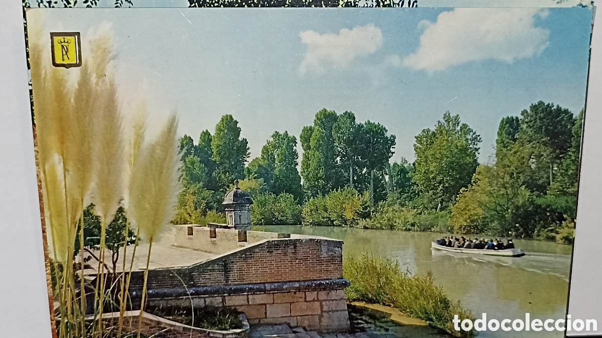 Postales: Aranjuez jard&iacute;n del pr&iacute;ncipe embarcadero y r&iacute;o Tajo