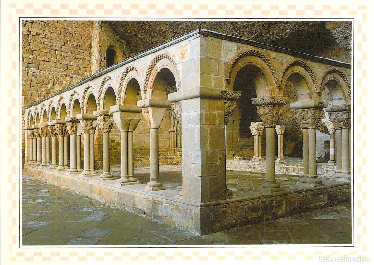 Postales: Postal del Real Monasterio de San Juan de la Pe&ntilde;a Claustro Rom&aacute;nico