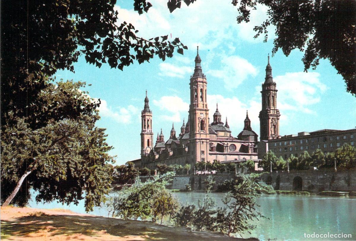 Postales: Postal de Zaragoza con el R&iacute;o Ebro y el Templo del Pilar