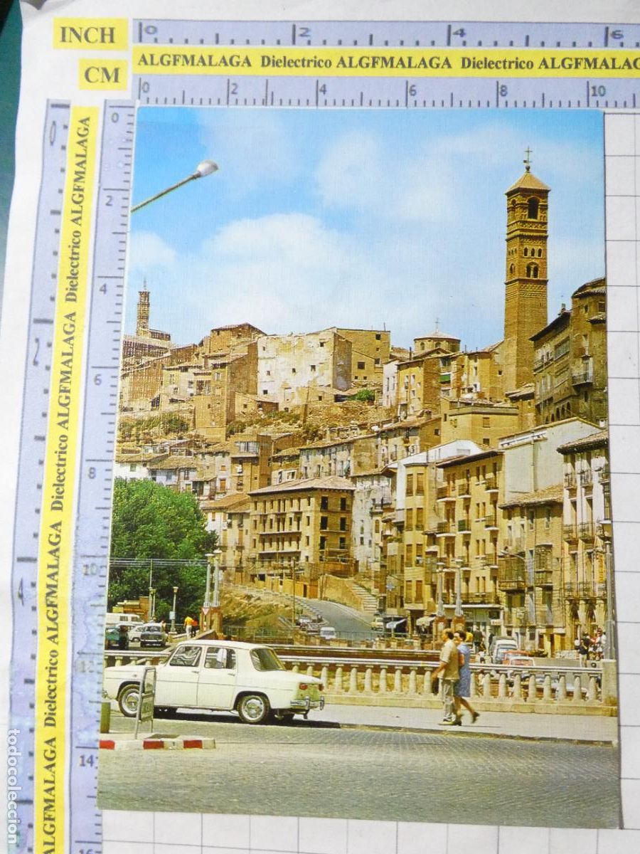 Postales: POSTAL DE ZARAGOZA. A&Ntilde;O 1974. TARAZONA CALLE CALVO SOTELO TORRE MAGDALENA RENAULT 8. 23 SICILIA 2714
