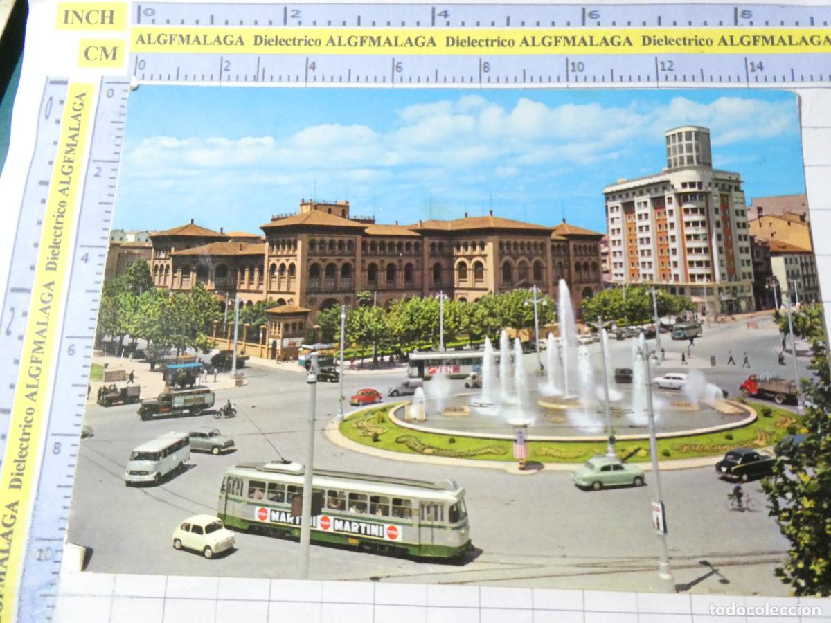 Postales: POSTAL DE ZARAGOZA. A&Ntilde;O 1962. PLAZA DEL PARAISO. TRANV&Iacute;A PUBLICIDAD MARTINI. 51 GARRABELLA. 2723