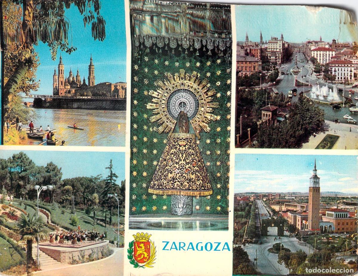 Postales: Postal de Zaragoza, Vistas de la Ciudad y Virgen del Pilar
