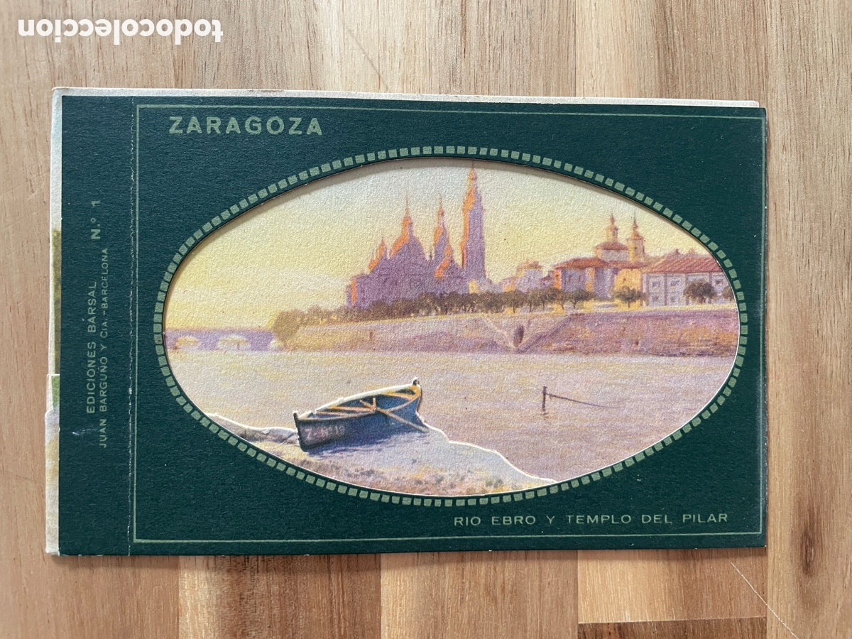 Postales: Diorama Bebe-Postal Zaragoza. R&iacute;o Ebro y Templo del Pilar. Ediciones Barsal. Circa 1930.