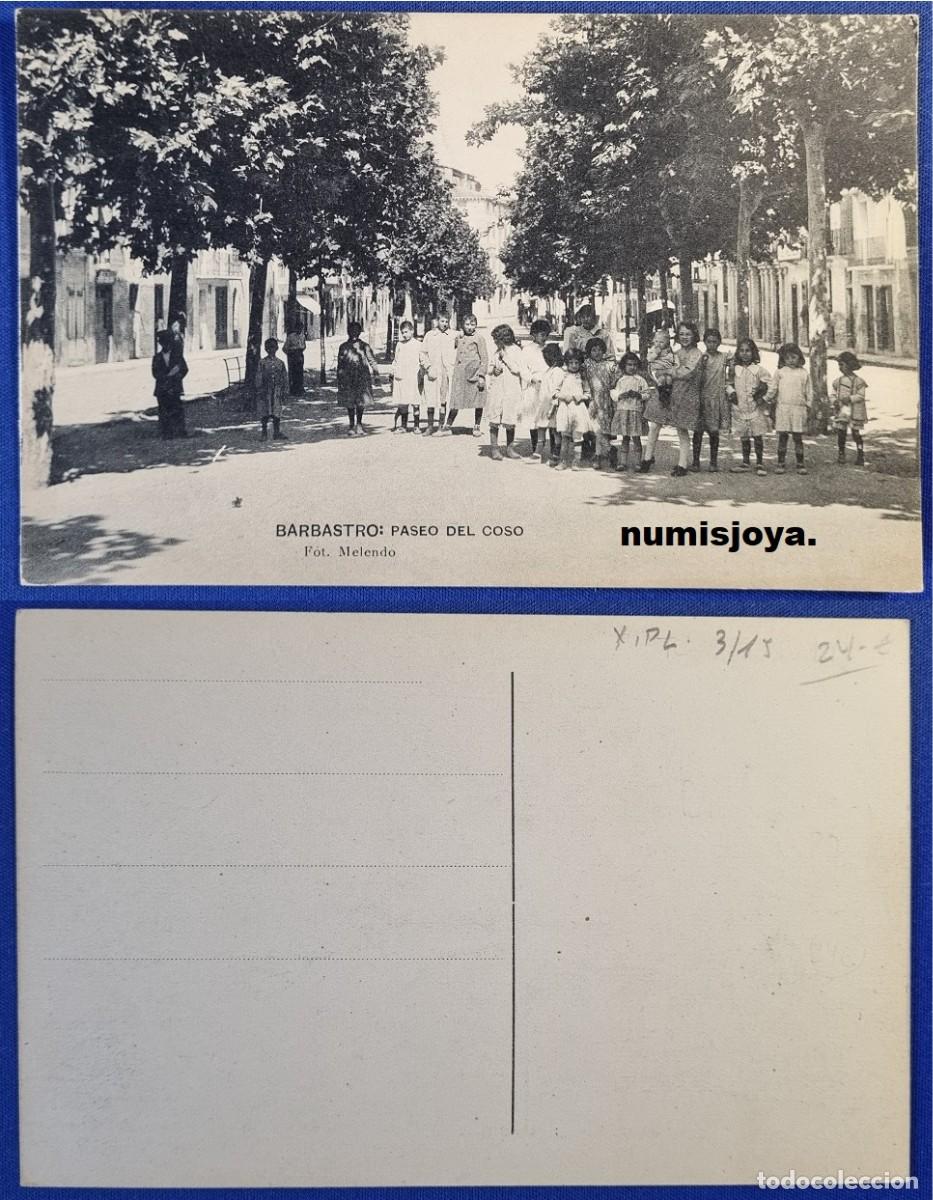 Postales: Postal BARBASTRO (Huesca) Espa&ntilde;a a&ntilde;o 1910. PASEO DEL COSO. Ed. Melendo.