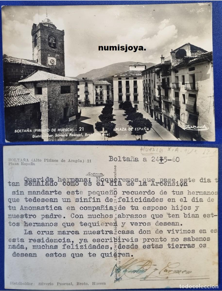 Postales: Postal BOLTA&Ntilde;A (Huesca) Espa&ntilde;a a&ntilde;o 1950. PLAZA DE ESPA&Ntilde;A.
