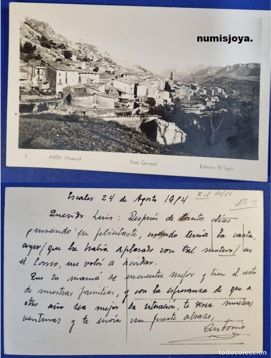 Postales: Postal de AR&Eacute;N (Huesca) Espa&ntilde;a a&ntilde;o 1910. VISTA GENERAL. Ed. El Siglo. Escrita en 1914.