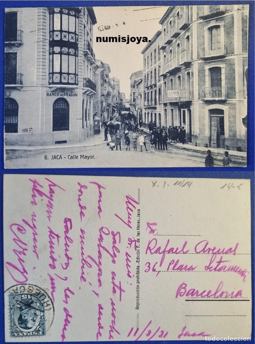 Postales: Postal de Jaca Huesca Espa&ntilde;a a&ntilde;o 1910. Calle MAYOR. Ed. HERAS. Escrita en 1921.