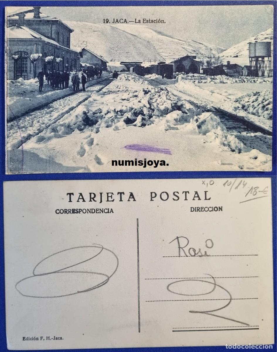 Postales: Postal de Jaca Huesca Espa&ntilde;a a&ntilde;o 1910. LA ESTACI&Oacute;N de FERROCARRILES. Ed. F. HERAS.