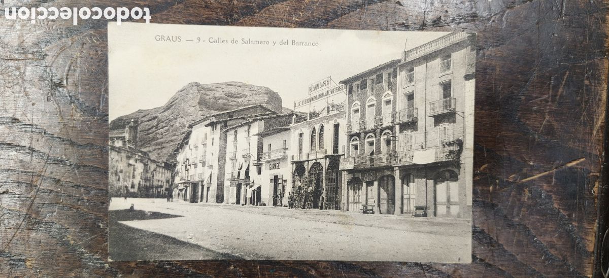 Postales: Postal antigua Graus (Huesca)-N.&ordm; 9 Calles de Salamero y del Barranco-Fototipia J. Aguilar (Circulad