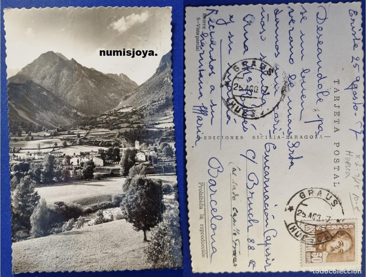 Postales: Postal de ERISTE Huesca Espa&ntilde;a a&ntilde;o 1950. VISTA PARCIAL escrita con sello en 1957.