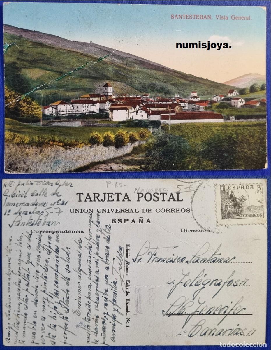 Postales: Postal de SANTESTEBAN (Navarra) Espa&ntilde;a a&ntilde;o 1910. Vista General. Ed. Antonio. Escrita sello de 5 CMS.