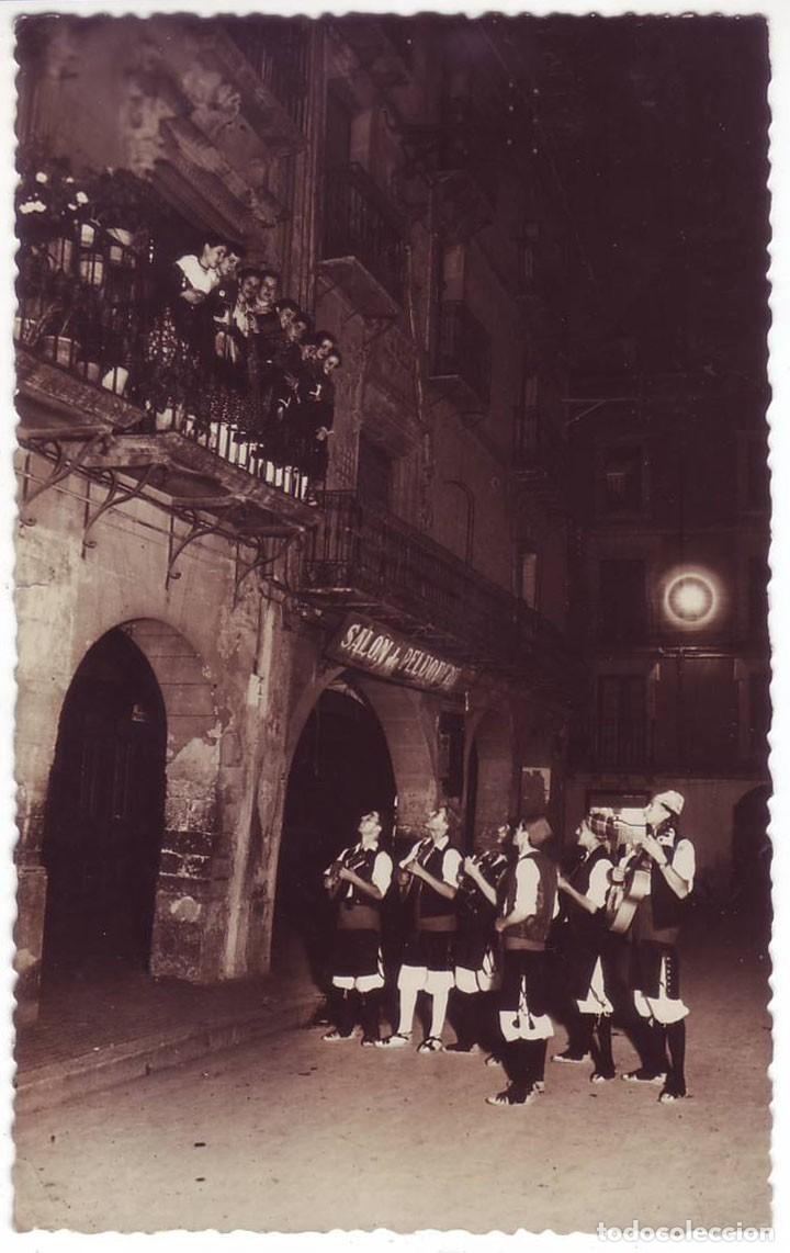 Postales: Jaca (Huesca): Noche de Ronda. Ed. Postales Victoria / Foto Sicilia. Circulada (A&ntilde;os 40-50)