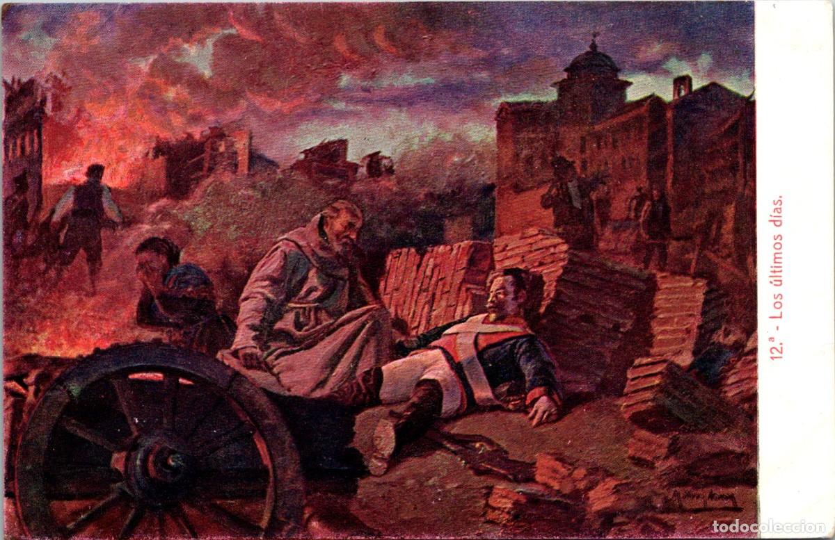 Postales: Los Sitios de Zaragoza - n&ordm; 12 - Los &uacute;ltimos d&iacute;as - Thomas - 139x90mm