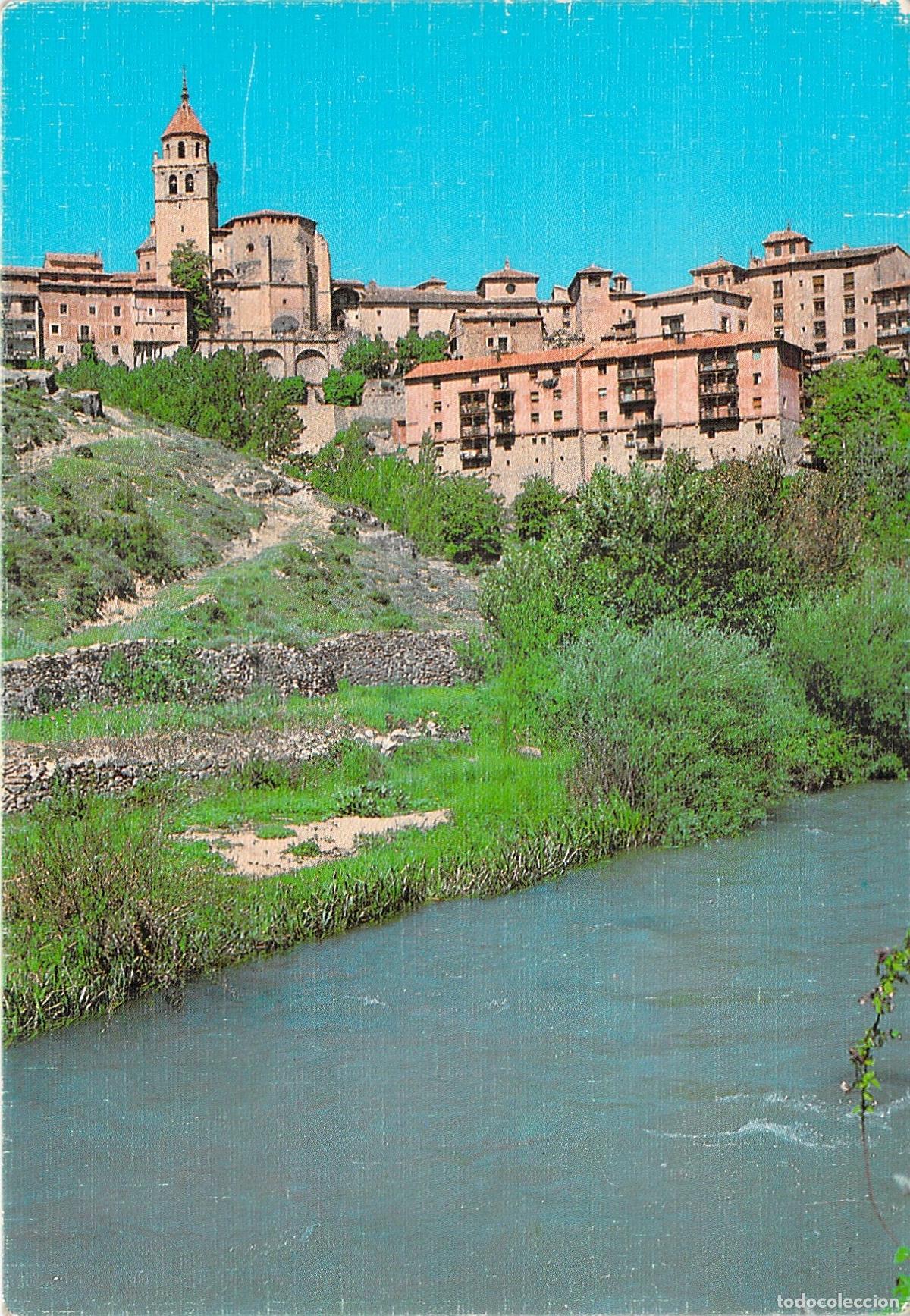 Postales: Postal de Albarracin Teruel con Catedral y Rio Guadalaviar