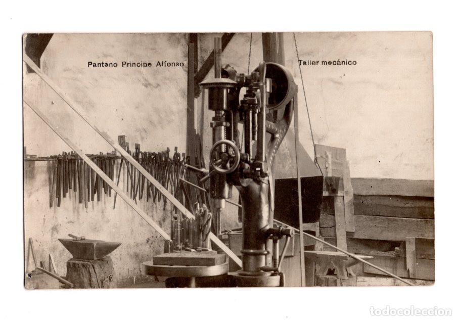 Postales: ARAG&Oacute;N.- PANTANO PRINCIPE ALFONSO. TALLER MEC&Aacute;NICO. POSTAL FOTOGR&Aacute;FICA.