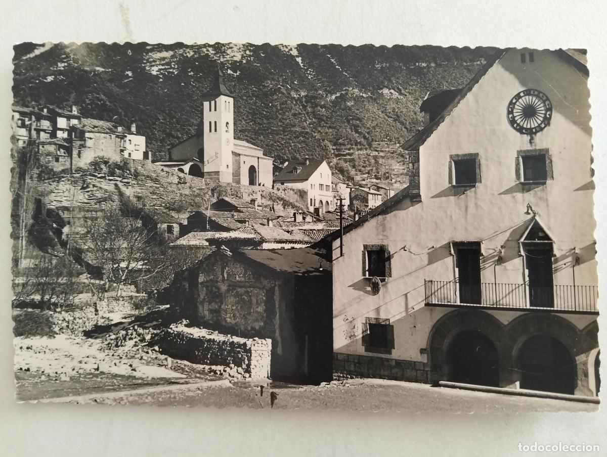 Postales: ANTIGUA POSTAL BIESCAS, AYUNTAMIENTO Y PARROQUIA DEL SALVADOR