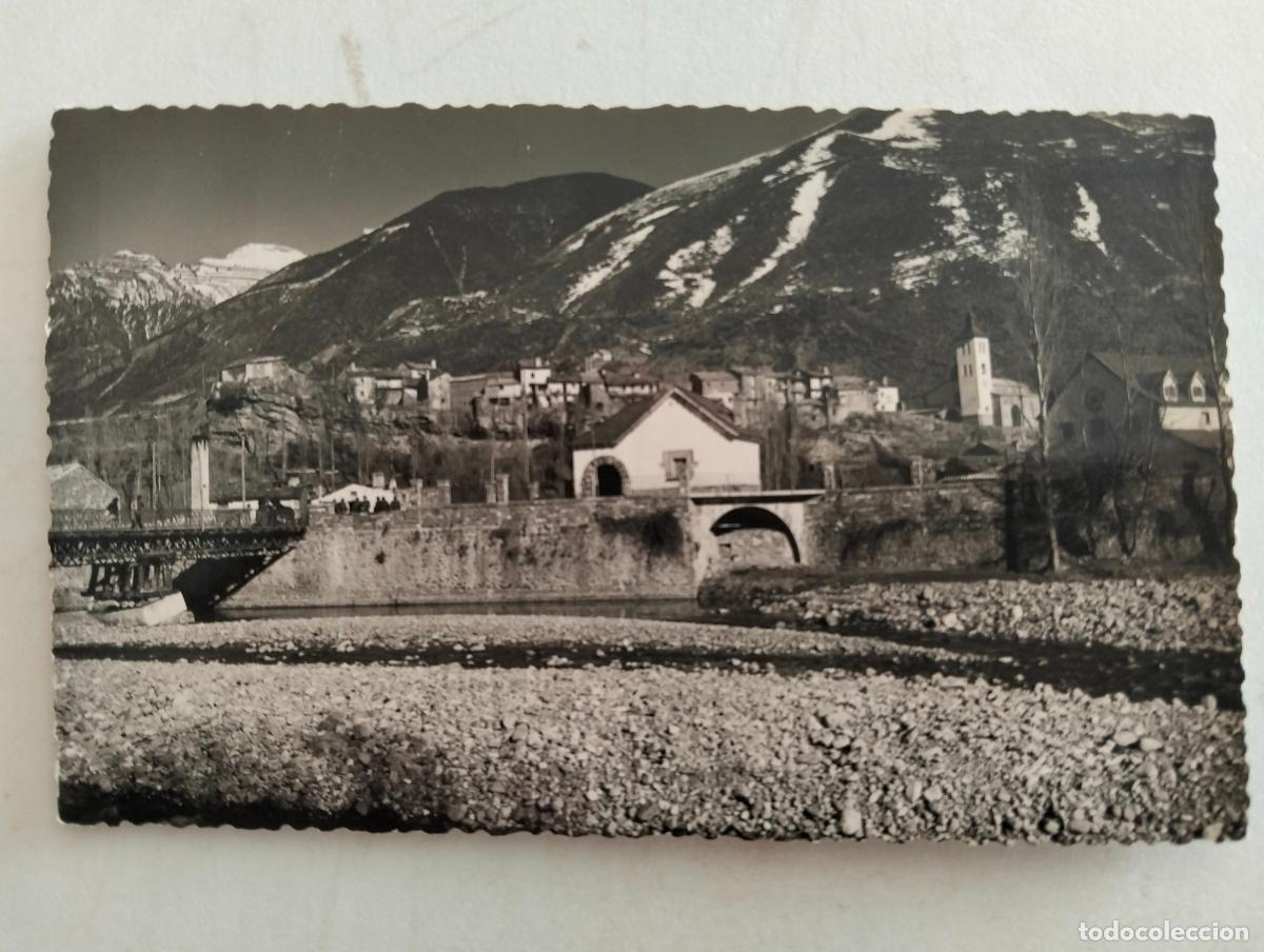 Postales: ANTIGUA POSTAL BIESCAS, RIO GALLEGO Y BARRIO DE LA PE&Ntilde;A