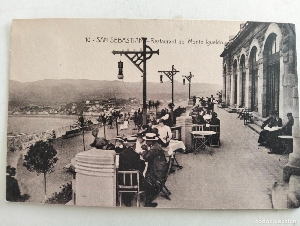 Postales: ANTIGUA POSTAL SAN SEBASTIAN, RESTAURANTE DEL MONTE IGUELDO N&ordm; 10, CIRCULADA JUNIO 1918