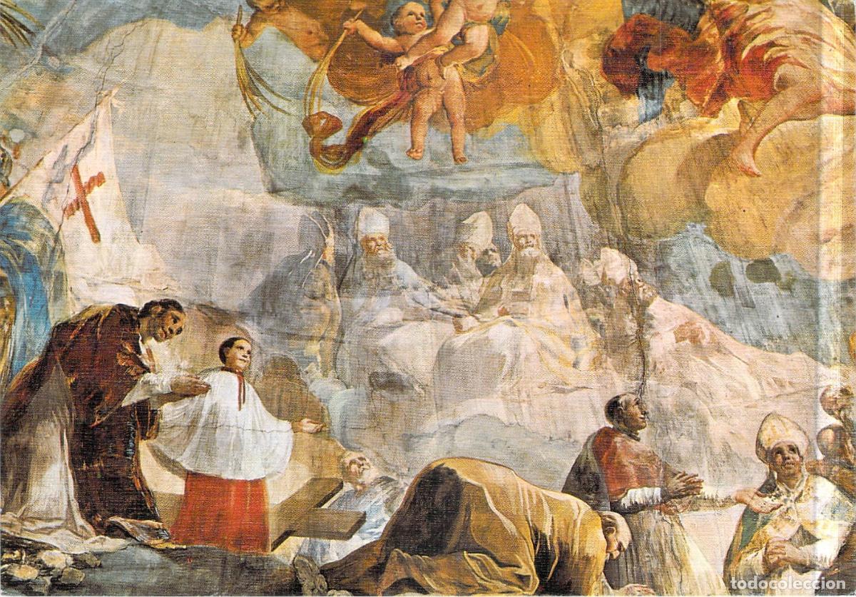 Postales: Postal de Zaragoza: Detalle de la C&uacute;pula Regina Martyrum pintada por Goya