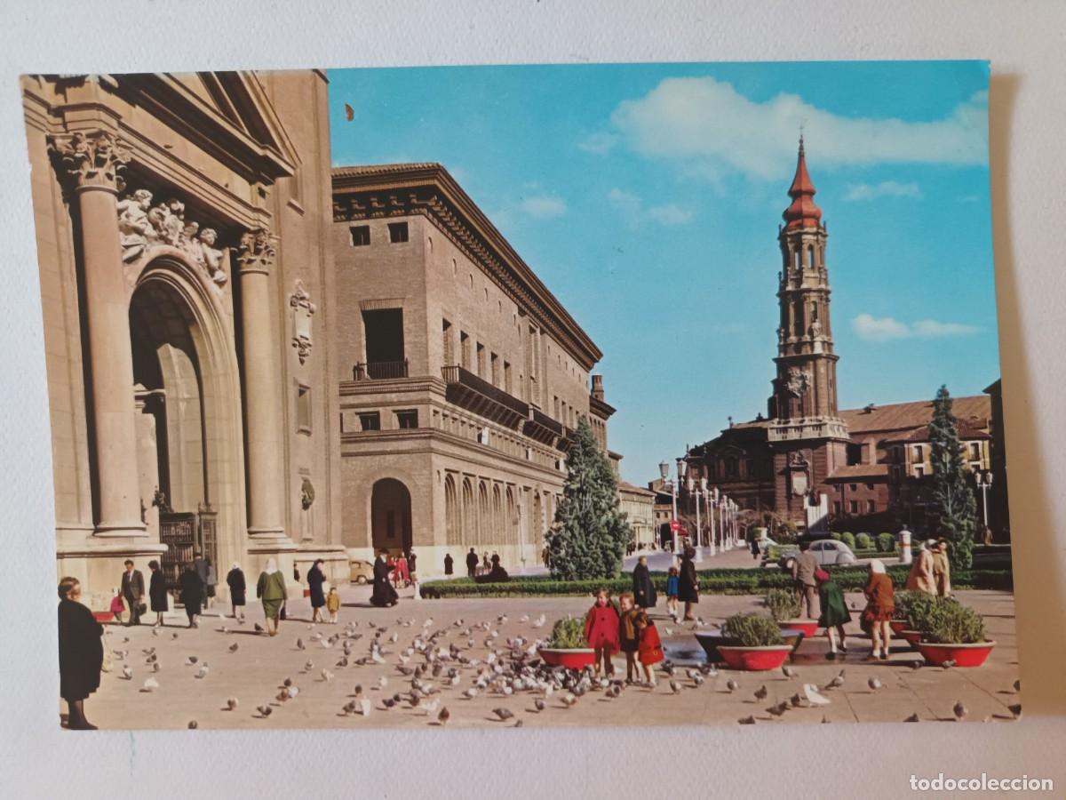 Postales: ZARAGOZA. PLAZA DE NTRA. SRA. DEL PILAR (1962) - FRANQUEO