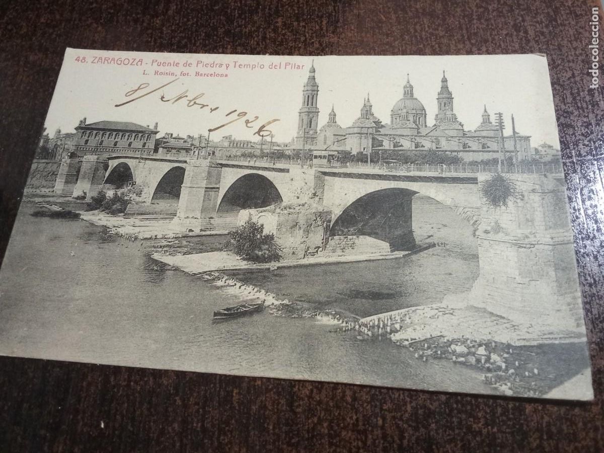Postales: Zaragoza.Puente de piedra y Templo del pilar.