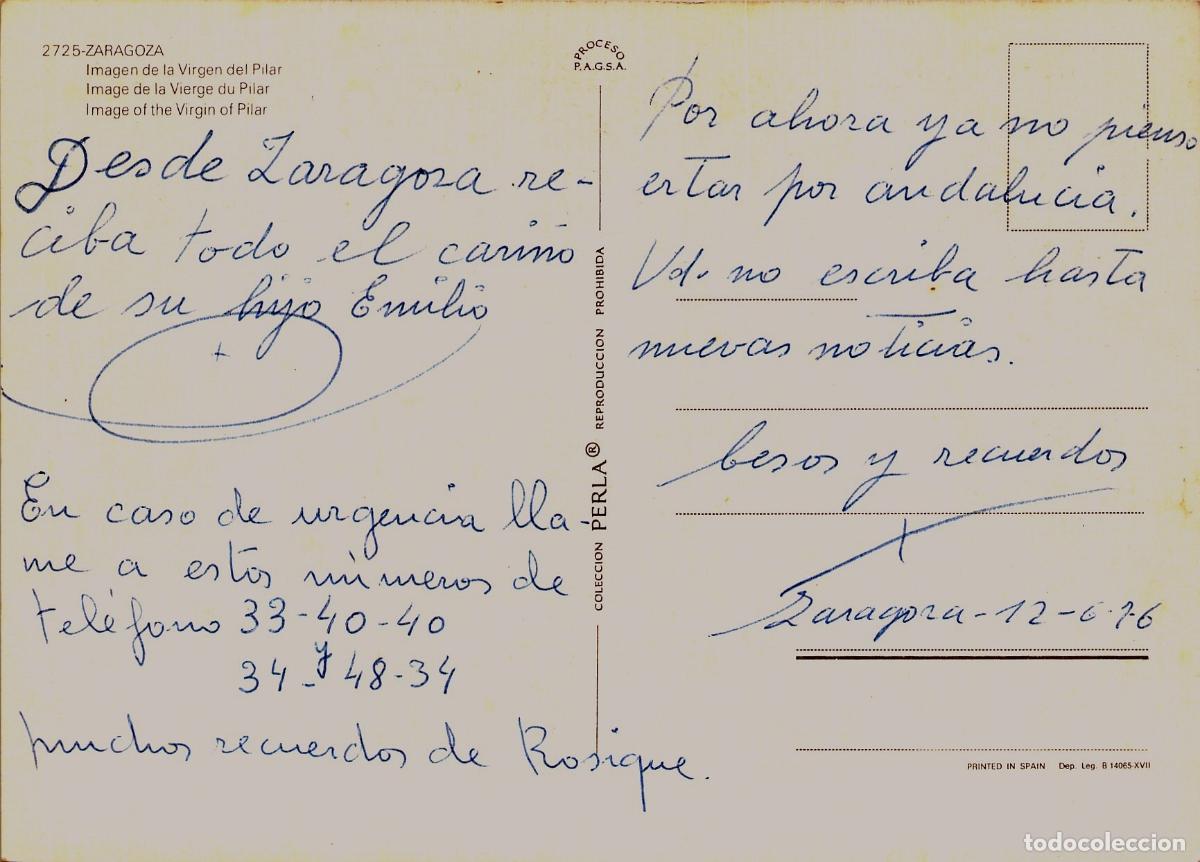 Postales: Postal de la Virgen del Pilar en Zaragoza - Foto 2