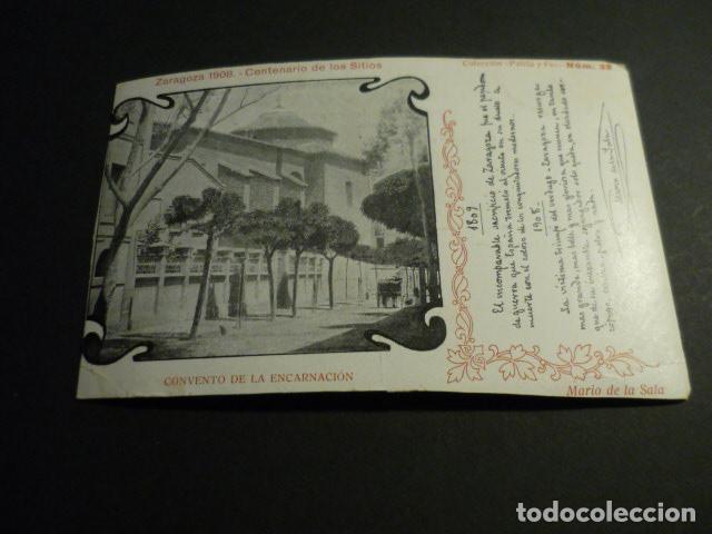 Postales: ZARAGOZA CONVENTO DE LA ENCARNACION 1908 CENTENARIO DE LOS SITIOS COL PATRIA Y FE LA LLUVIA DE ORO