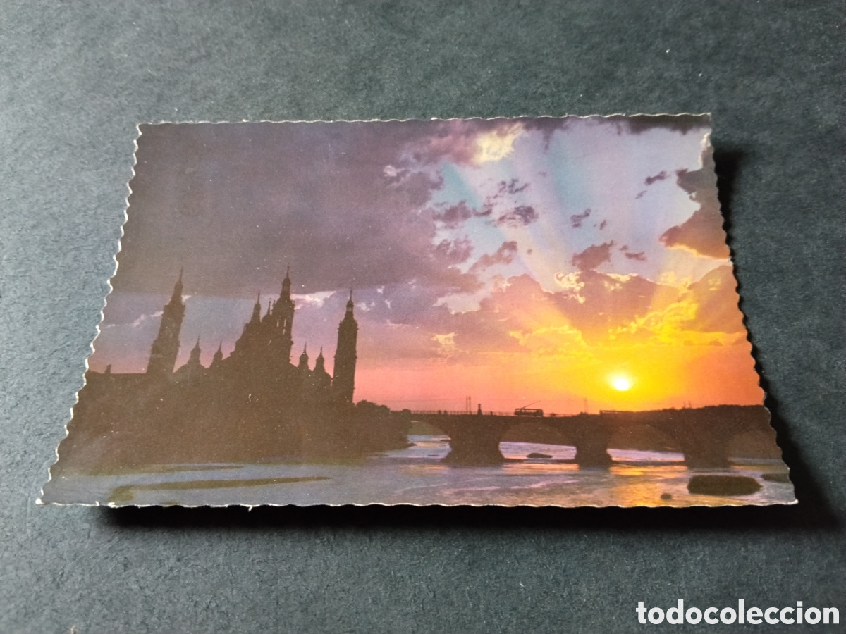 Postales: Postal Zaragoza puesta de sol, despegada