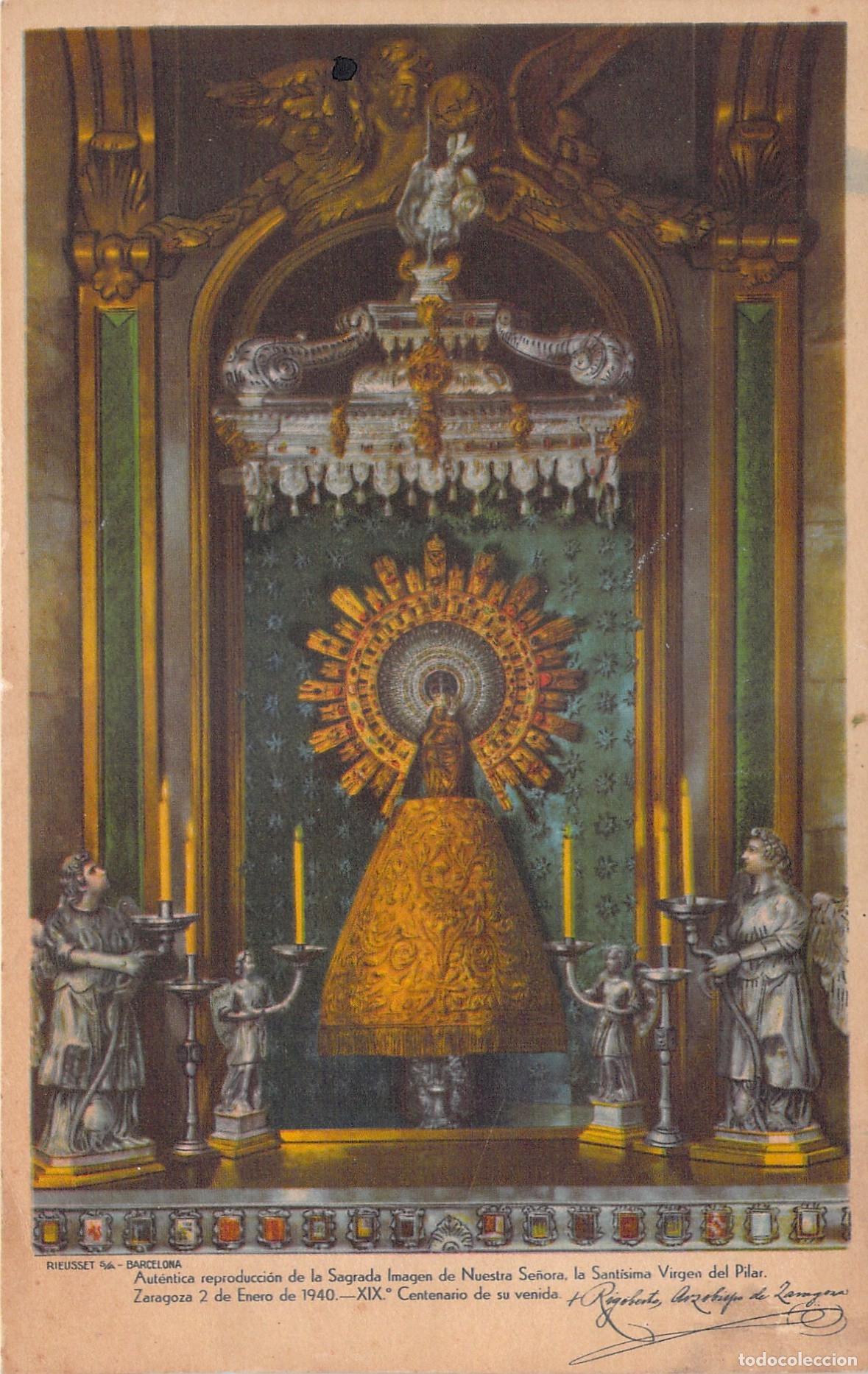 Postales: Postal de la Sagrada Imagen de la Virgen del Pilar en Zaragoza