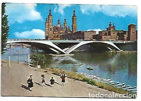 Postales: RIO EBRO, PUENTE DE SANTIAGO Y EL PILAR.- ZARAGOZA