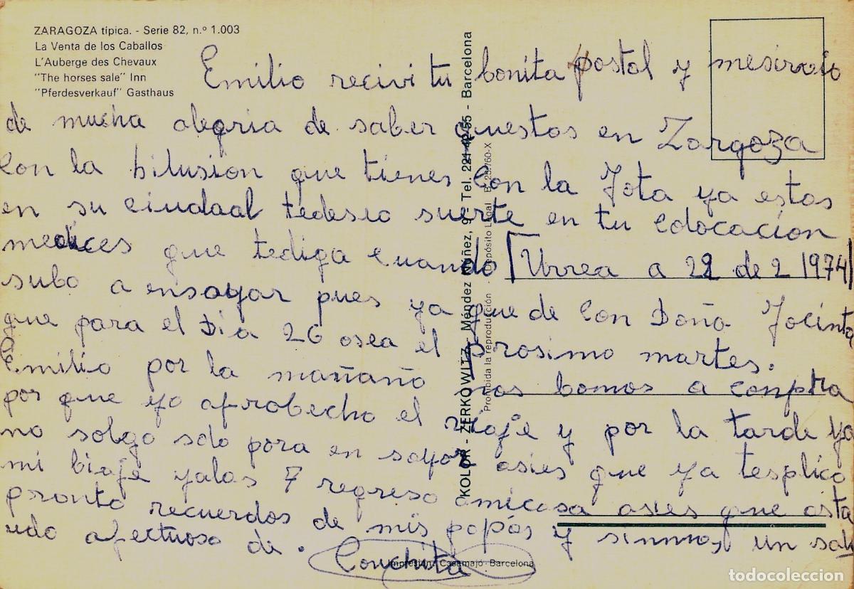 Postales: Postal de La Venta de los Caballos, Zaragoza - Foto 2