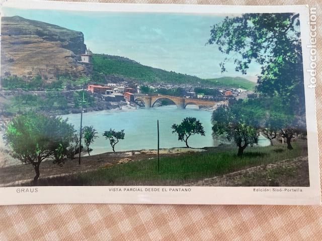 Postales: GRAUS. HUESCA. VISTA PARCIAL DESDE EL PANTANO. ED. SISO - PORTELLA, Escrita en dorso