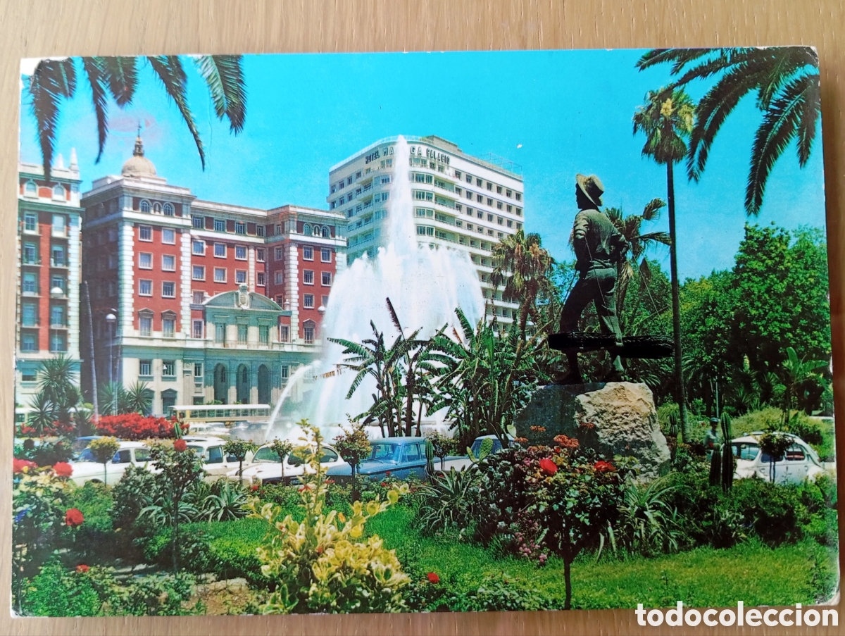 Postales: POSTAL M&Aacute;LAGA LA BELLA HOTEL M&Aacute;LAGA PALACIO ACERA DE LA MARINA DESDE EL PESCADOR 1358 A&Ntilde;O 1966
