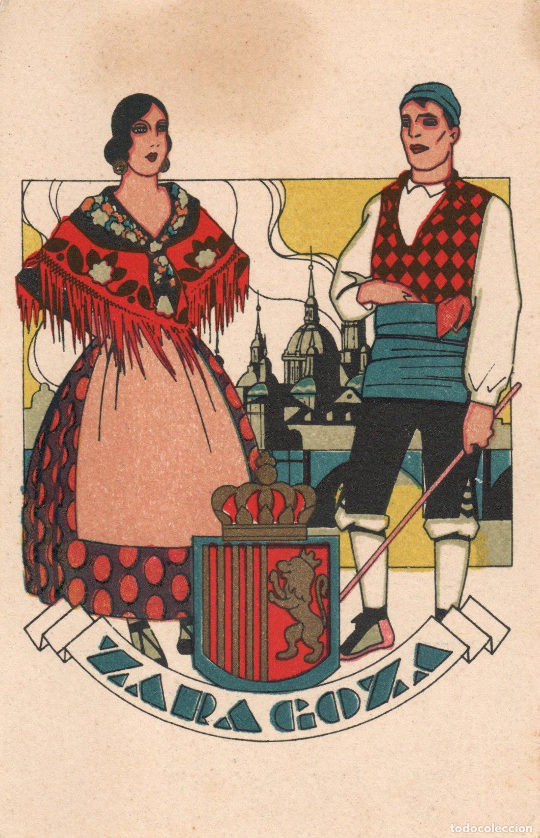 Postkarten: BONITA POSTAL - ZARAGOZA - PAREJA Y ESCUDO - PUBLICACIONES CIAGARA