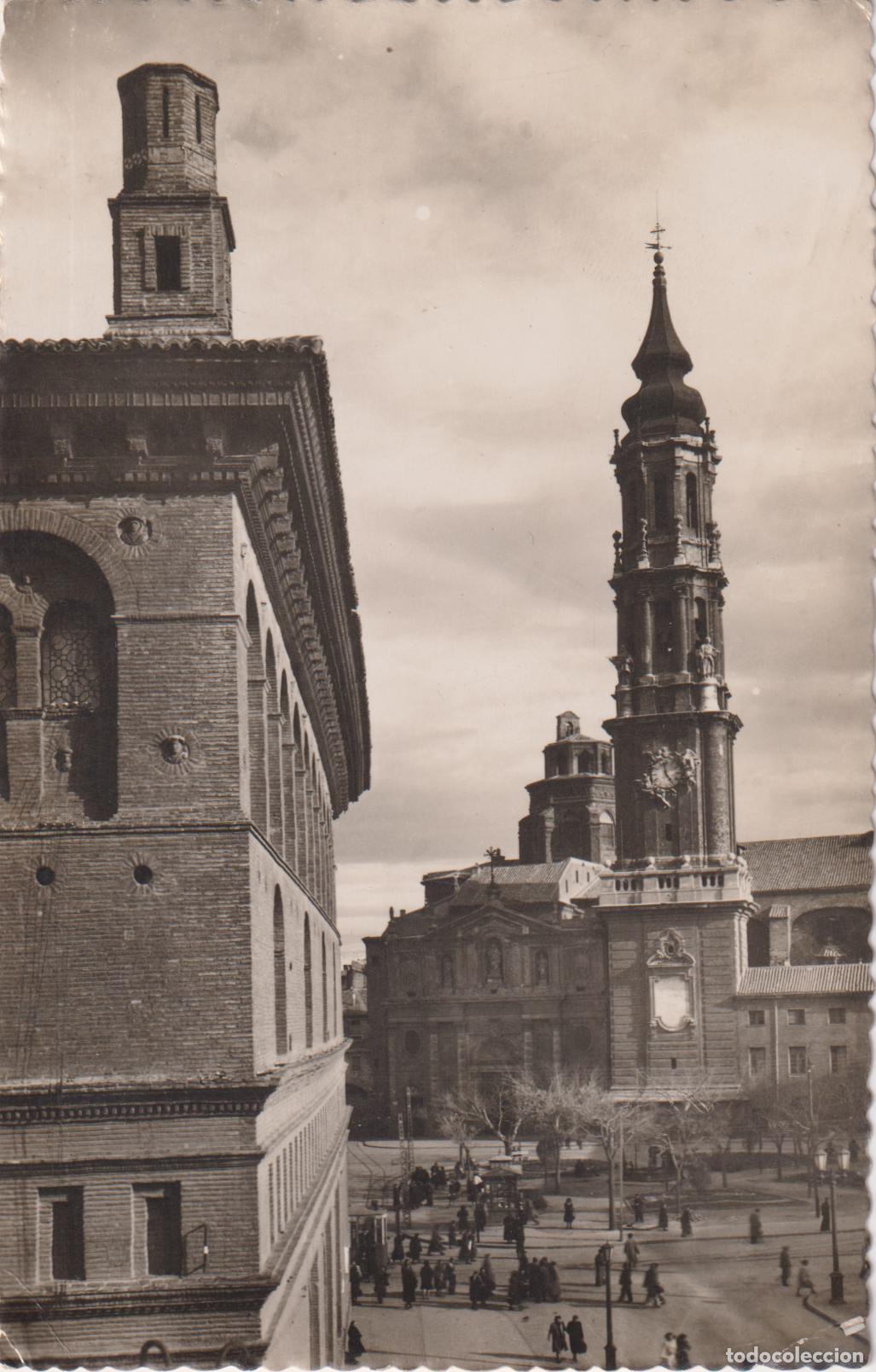 Postales: ZARAGOZA, CATEDRAL DE LA SEO, FACHADA PRINCIPAL - ED.GARCIA GARRABELLA N&ordm;64 - CIRCULADA 1963