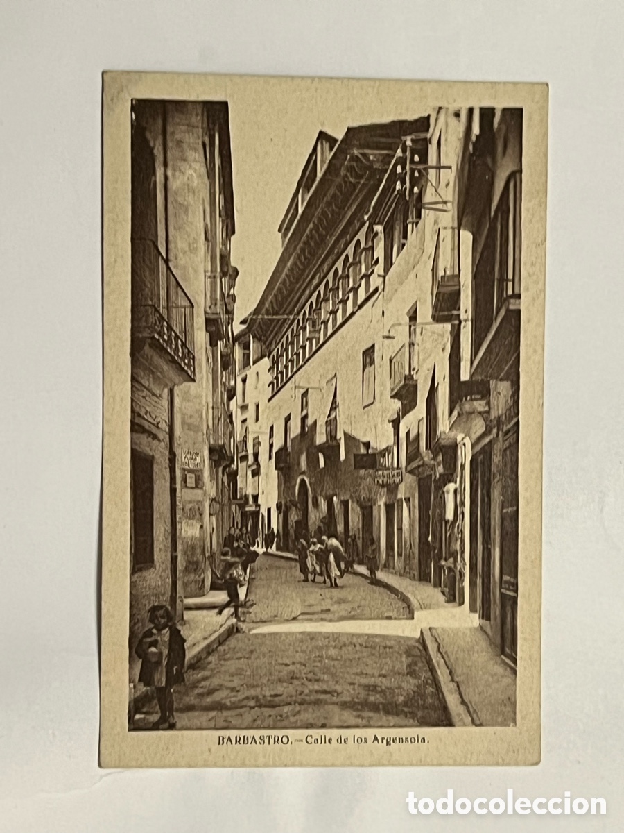 Postales: BARBASTRO (Huesca) Postal Calle de los Argensola. Imprenta y librer&iacute;a Moises (h.1920?) S/C
