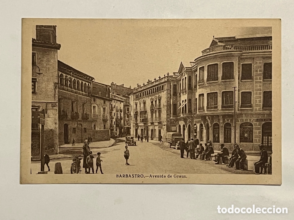 Postales: BARBASTRO (Huesca) Postal animada. Avenida de Graus
