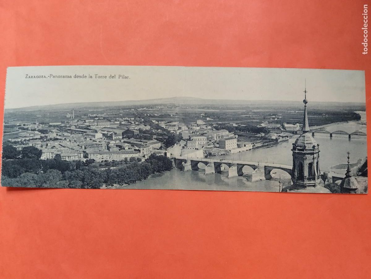 Cartoline: ZARAGOZA POSTAL DOBLE PANORAMA DESDE LA TORRE DEL PILAR