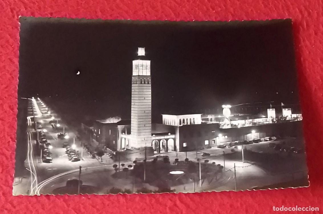 Postkarten: TARJETA TIPO POSTAL ZARAGOZA VISTA EXTERIOR NOCTURNA DEL PALACIO DE LA FERIA MUESTRAS, CERTAMEN 1955