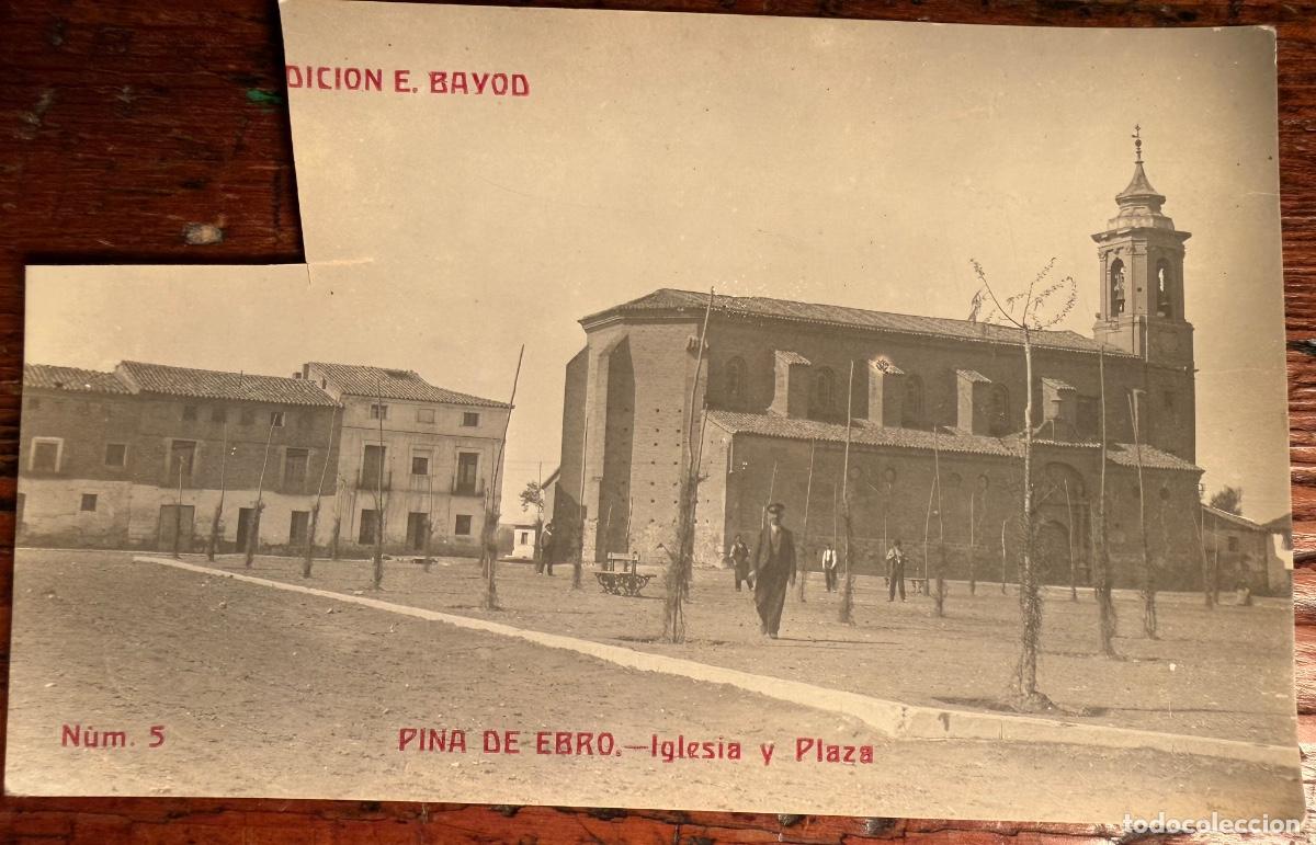 Postales: POSTAL PINA EBRO IGLESIA Y PLAZA