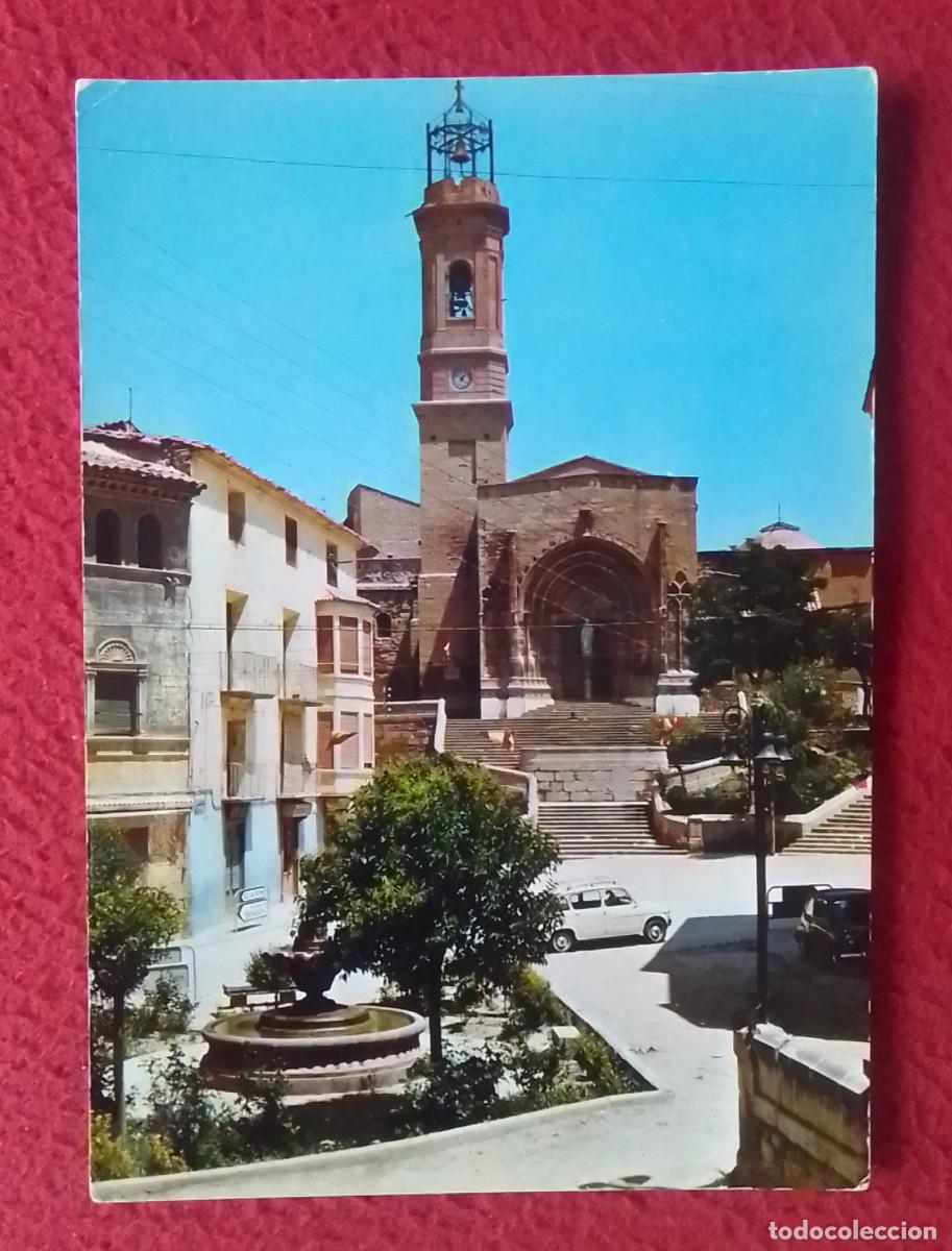 Postales: ANTIGUA POSTAL POST CARD CASPE ZARAGOZA COLEGIATA SANTA MAR&Iacute;A LA MAYOR..EGLISE CHURCH..SEAT 600...