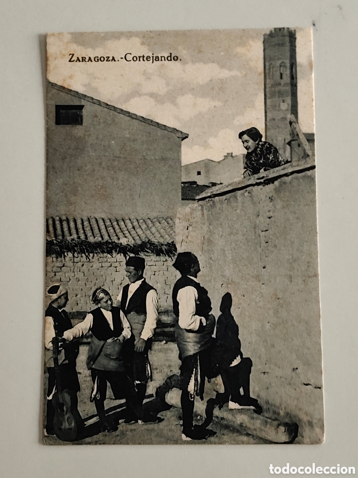Cartoline: Tarjeta Postal antigua Zaragoza Cortejando Aragon cerca 1920