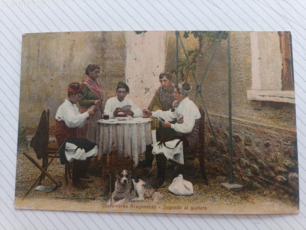 Postales: Arag&oacute;n. Postal antigua. Costumbres aragonesas. Jugando al gui&ntilde;ote
