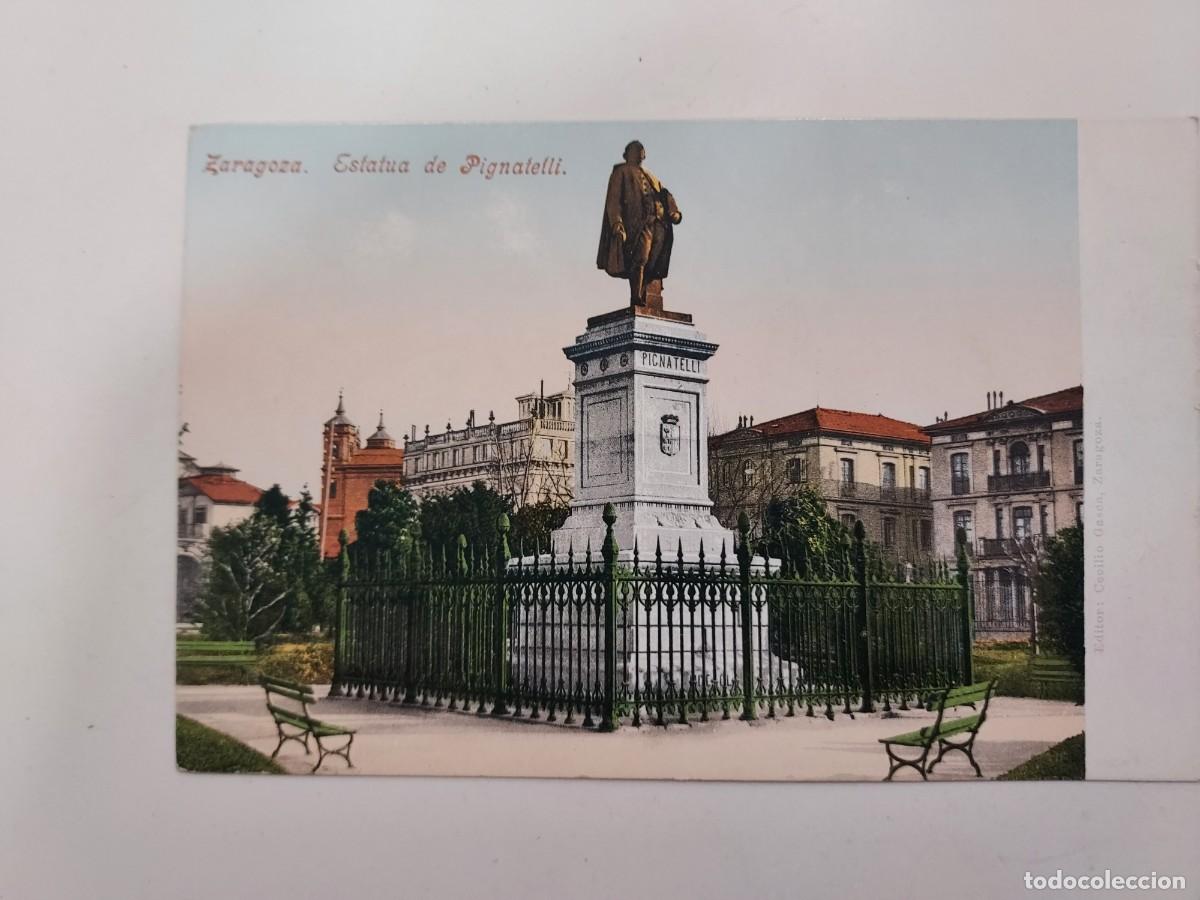 Postales: POSTAL ZARAGOZA ESTATUA DE PIGNATELLI. S/C. CECILIO GASCA, PURGER 2315. TRASERA SIN DIVIDIR